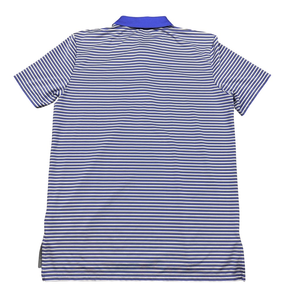 RLX Ralph Lauren Mens Striped Golf Polo Shirt Blue White Grey Size Medium Pocket - Picture 3 of 8
